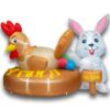 PRODUCTZ 6 FT Easter Inflatable Decorations Hen (Chicken) & Bunny Egg Hunt Funny/Indoor/House/Yard Decor with LED Lights and Free Storage Bag