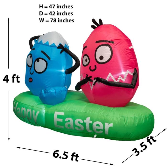 PRODUCTZ 6 FT Easter Inflatable Decorations Cracked Cute Eggs Funny/Indoor/House/Yard Decor/Porch with LED Lights and Free Storage Bag Christian Spring Decorations - Image 3