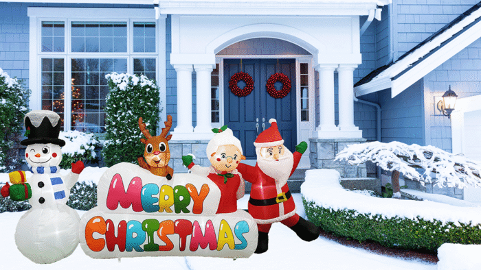 PRODUCTZ Christmas Inflatable Decorations 8 FT Scene Merry Christmas Composition w/Snowman, Reindeer, Santa Claus and Mrs Santa Outdoor/Indoor/House/Yard Decor w/LED Lights & Free Storage Bag - Image 2
