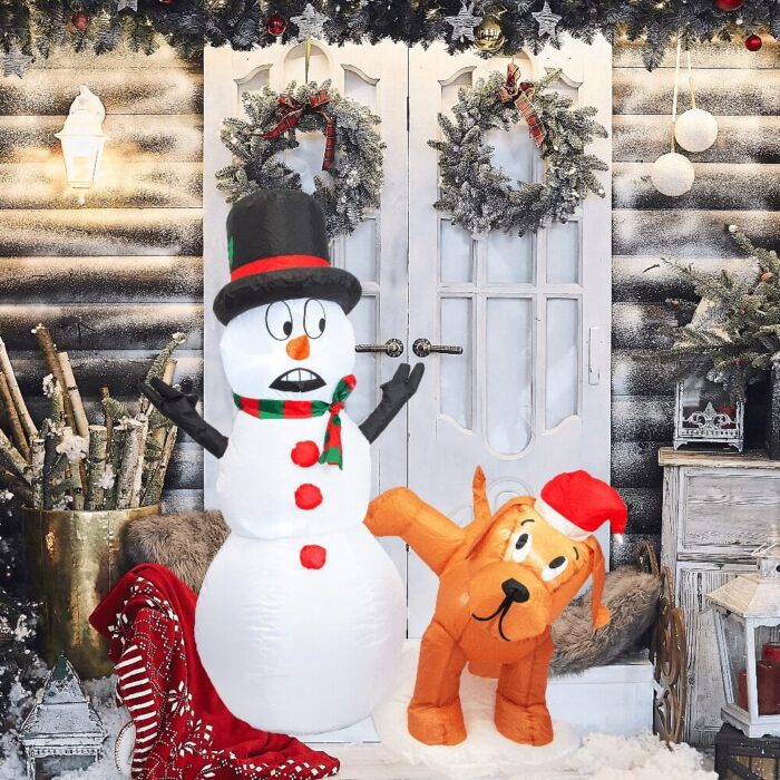 PRODUCTZ Christmas Inflatable Decorations 4 FT Inflatable Snowman Peeing Dog Holiday Outdoor/Indoor/House/Yard Decor with LED Lights and Free Storage Bag - Image 5