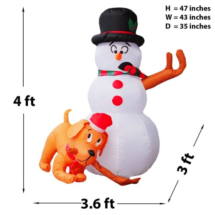 PRODUCTZ Christmas Inflatable Decorations 4 FT Inflatable Snowman and Dog is Stealing Snowman's Hand Funny Holiday Outdoor/Indoor/House/Yard Decor with LED Lights and Free Storage Bag - Image 4
