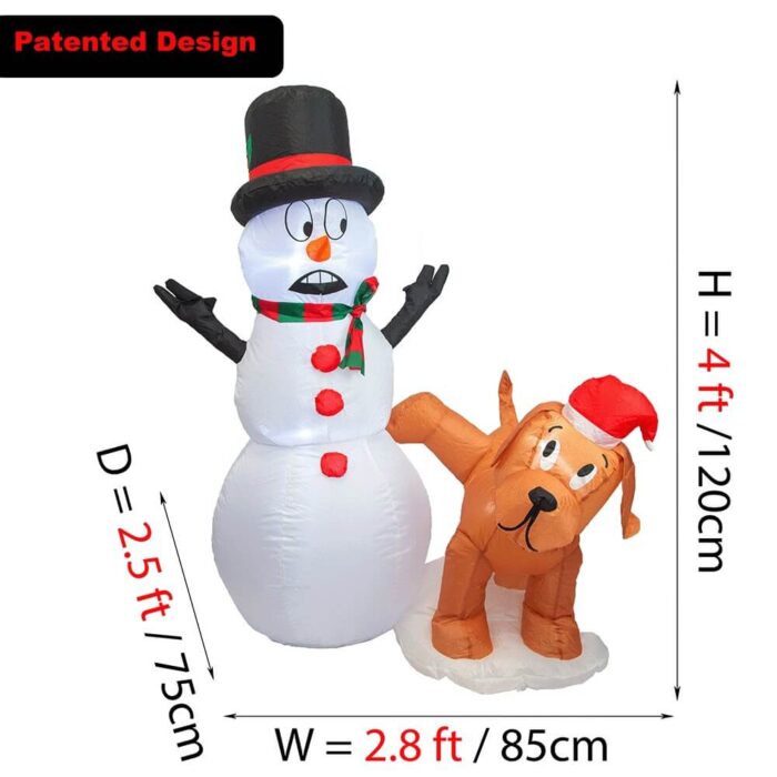 PRODUCTZ Christmas Inflatable Decorations 4 FT Inflatable Snowman Peeing Dog Holiday Outdoor/Indoor/House/Yard Decor with LED Lights and Free Storage Bag - Image 8