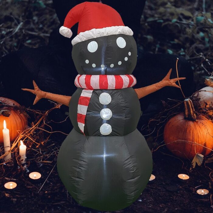 PRODUCTZ Christmas Inflatable Decorations 5 FT Black Inflatable Snowman with Christmas Hat Unique Holiday Outdoor/Indoor/House/Yard Decor Also Suitable for Halloween with LED Lights and Free Storage Bag - Image 3