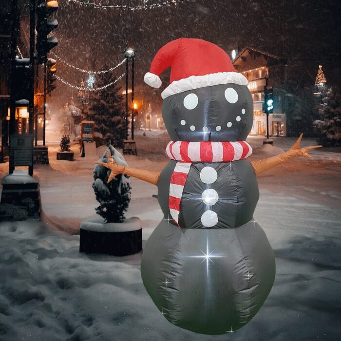 PRODUCTZ Christmas Inflatable Decorations 5 FT Black Inflatable Snowman with Christmas Hat Unique Holiday Outdoor/Indoor/House/Yard Decor Also Suitable for Halloween with LED Lights and Free Storage Bag - Image 4