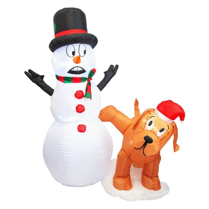 PRODUCTZ Christmas Inflatable Decorations 4 FT Inflatable Snowman Peeing Dog Holiday Outdoor/Indoor/House/Yard Decor with LED Lights and Free Storage Bag - Image 2
