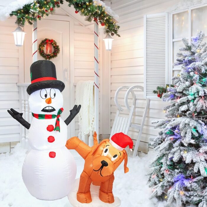PRODUCTZ Christmas Inflatable Decorations 4 FT Inflatable Snowman Peeing Dog Holiday Outdoor/Indoor/House/Yard Decor with LED Lights and Free Storage Bag - Image 3