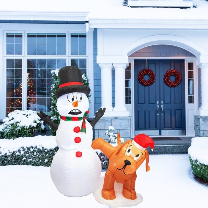 PRODUCTZ Christmas Inflatable Decorations 4 FT Inflatable Snowman Peeing Dog Holiday Outdoor/Indoor/House/Yard Decor with LED Lights and Free Storage Bag - Image 4
