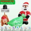 PRODUCTZ Christmas Inflatable Decorations Scene 8.5 FT Inflatable Black Santa Claus & Dog is Biting and Pulling The Santa's Gift Bag Outdoor/Indoor/House/Yard Decor with LED Lights and Free Storage Bag