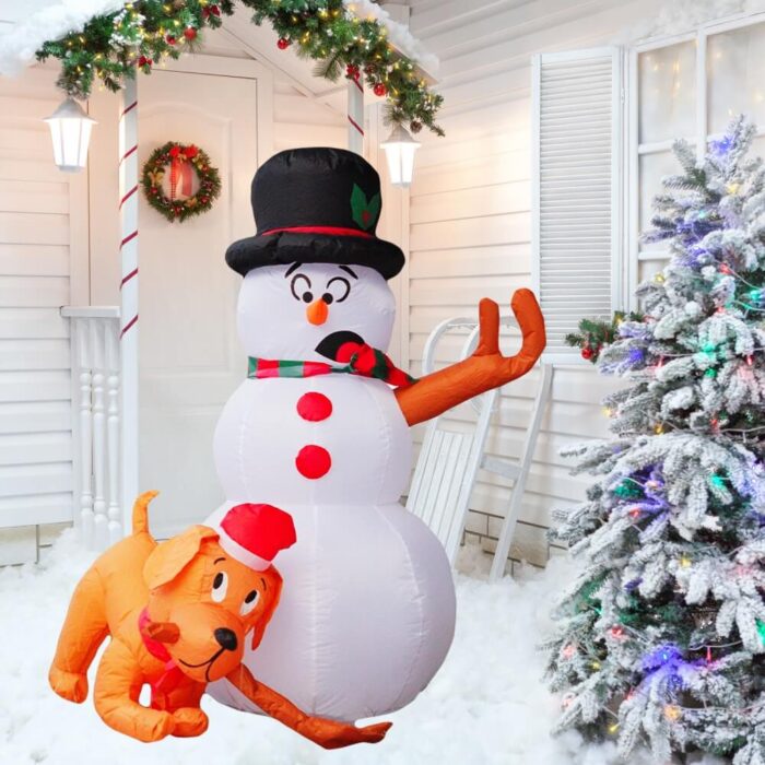 PRODUCTZ Christmas Inflatable Decorations 4 FT Inflatable Snowman and Dog is Stealing Snowman's Hand Funny Holiday Outdoor/Indoor/House/Yard Decor with LED Lights and Free Storage Bag - Image 3
